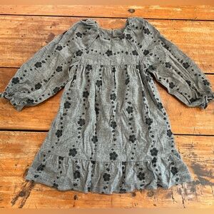 Zara Gray/Black Floral Kids Dress - Size 3/4